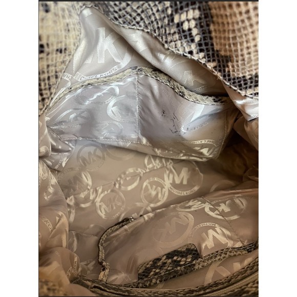 Michael Kors Gray Snakeskin Silver Hardware Large Hamilton Bag - Picture 15 of 16